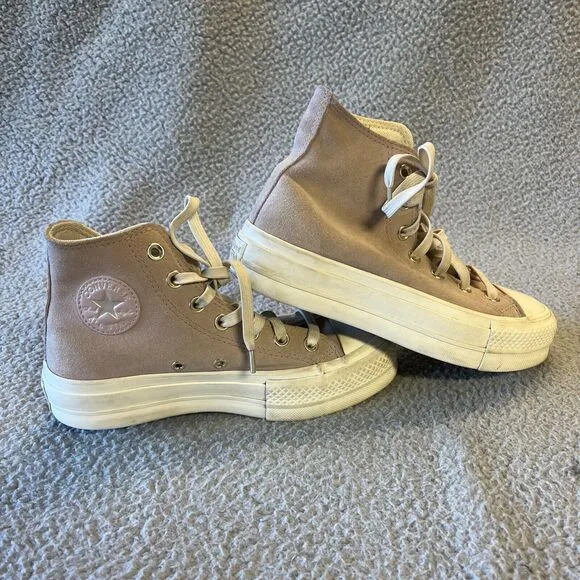 Converse Lift Platform Hi Top Sneakers Women 5.5 Pink Mauve Suede Earthy Neutral