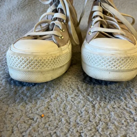 Converse Lift Platform Hi Top Sneakers Women 5.5 Pink Mauve Suede Earthy Neutral