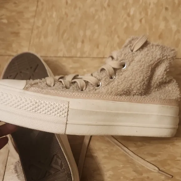 Converse Tan Canvas Platform Sneakers