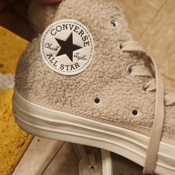 Converse Tan Canvas Platform Sneakers
