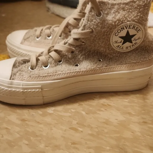 Converse Tan Canvas Platform Sneakers
