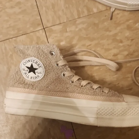 Converse Tan Canvas Platform Sneakers