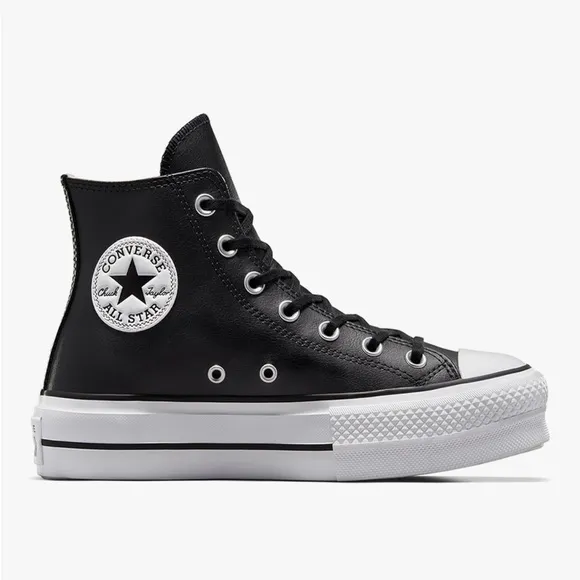 Converse Women's Black Leather High-Top Sneakers