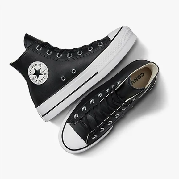 Converse Women's Black Leather High-Top Sneakers