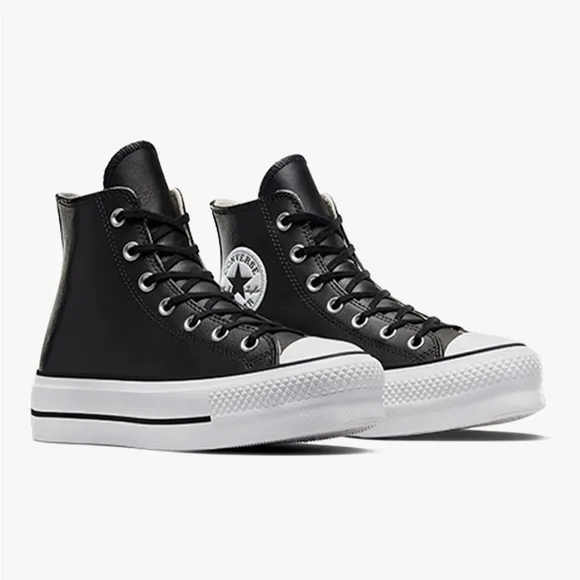 Converse Women's Black Leather High-Top Sneakers