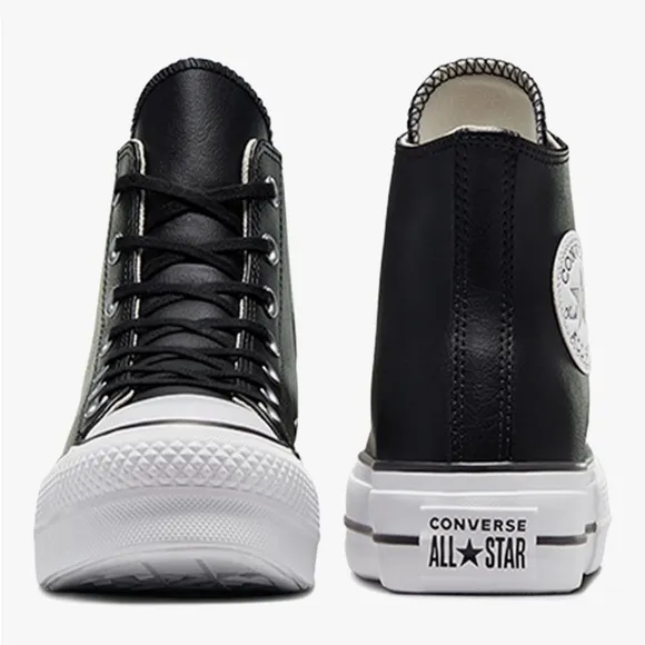 Converse Women's Black Leather High-Top Sneakers