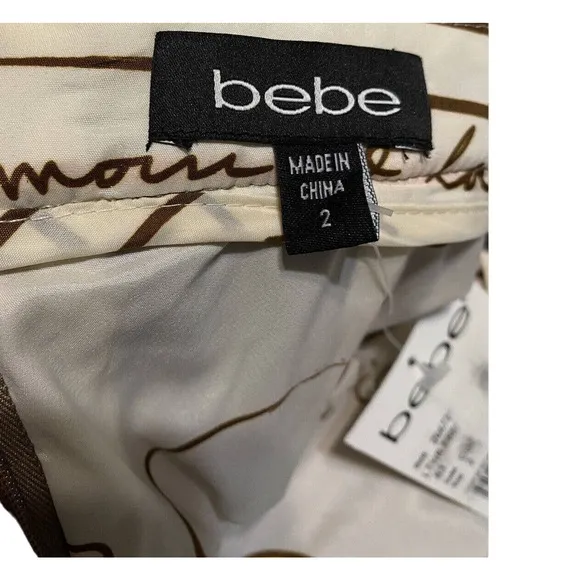 Coquette BeBe Brown Wool Blend Baddie Lace Back Lined Womens 2 Flare Skirt NWT