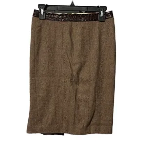 Coquette BeBe Brown Wool Blend Baddie Lace Back Lined Womens 2 Flare Skirt NWT