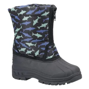 Cotswold Childrens/Kids Iceberg Shark Snow Boots / Black