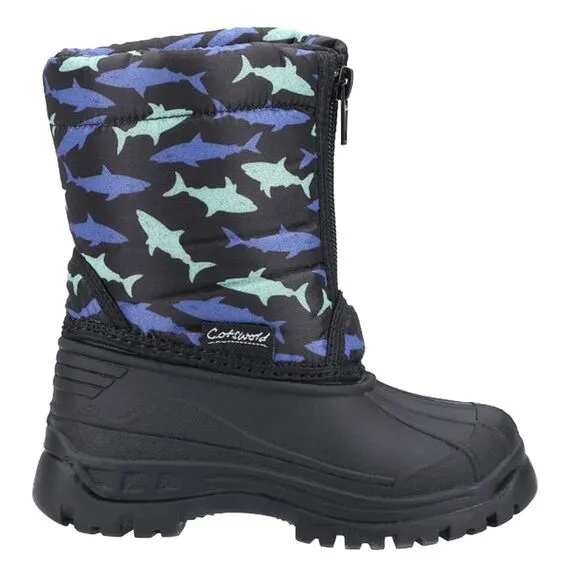 Cotswold Childrens/Kids Iceberg Shark Snow Boots / Black