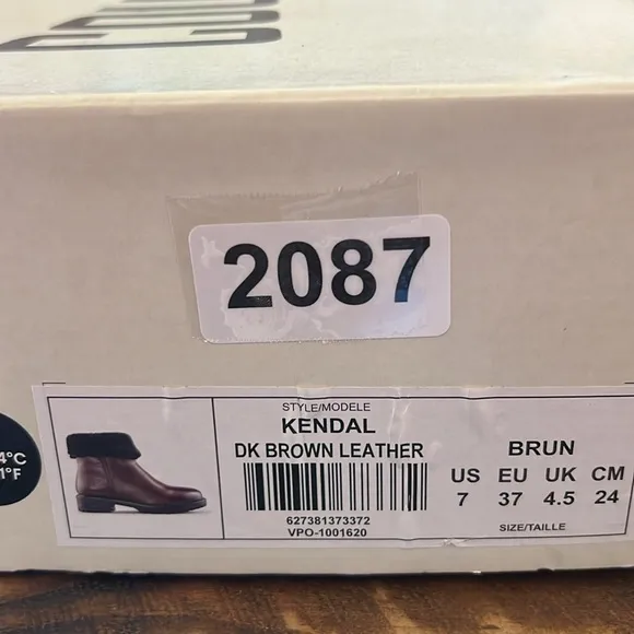 Cougar Kendal Dark Brown Leather Cold Weather Waterproof Winter Boots NEW 7