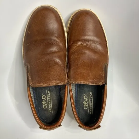 Crevo Tolen chestnut slip on sneakers loafers brown leather size 10.5