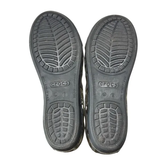 Crocs Adrina Womens Shoe Size 6 Open Toe Slip On Jelly Ballet Flats Gray Cut Out
