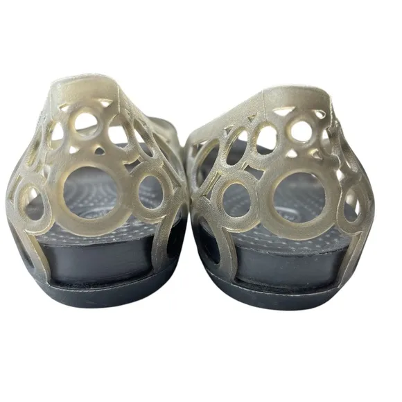 Crocs Adrina Womens Shoe Size 6 Open Toe Slip On Jelly Ballet Flats Gray Cut Out