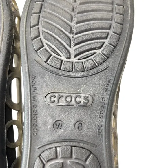 Crocs Adrina Womens Shoe Size 6 Open Toe Slip On Jelly Ballet Flats Gray Cut Out