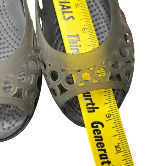 Crocs Adrina Womens Shoe Size 6 Open Toe Slip On Jelly Ballet Flats Gray Cut Out