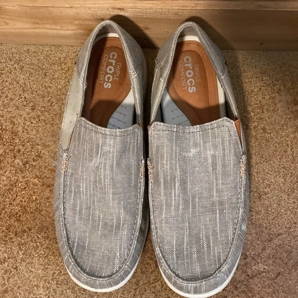 CROCS Men's Santa Cruz II Luxe Tan Slub Slip-On Shoes Loafers