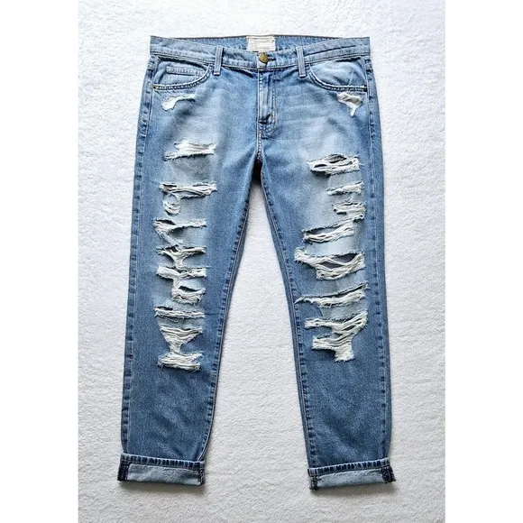 CURRENT ELLIOTT the-fling-tattered-destroy intermix goop boyfriend jeans $335 28