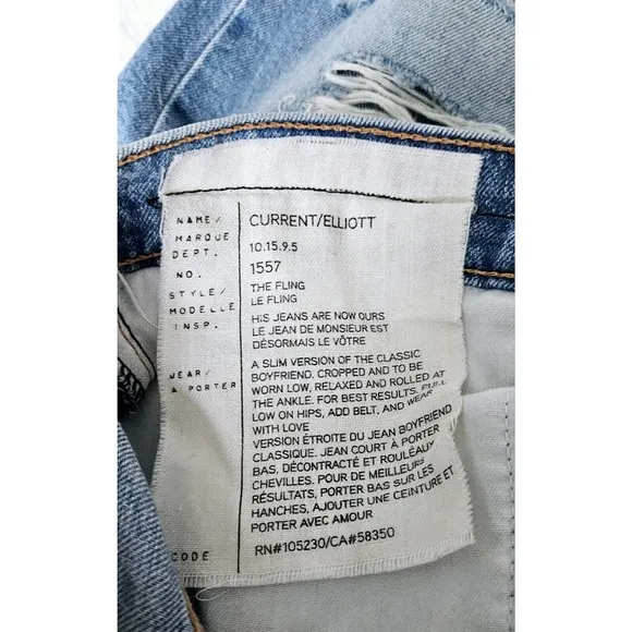 CURRENT ELLIOTT the-fling-tattered-destroy intermix goop boyfriend jeans $335 28