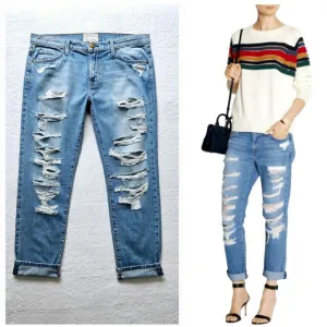 CURRENT ELLIOTT the-fling-tattered-destroy intermix goop boyfriend jeans $335 28