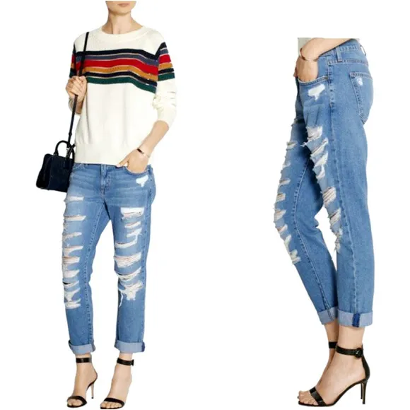 CURRENT ELLIOTT the-fling-tattered-destroy intermix goop boyfriend jeans $335 28