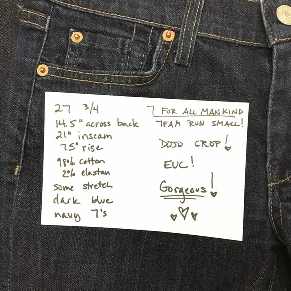 💙👖CUTE! 7FAM DOJO CROP NAVY 7’S👖💙27 3/4 21”