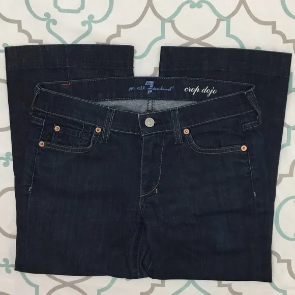 💙👖CUTE! 7FAM DOJO CROP NAVY 7’S👖💙27 3/4 21”