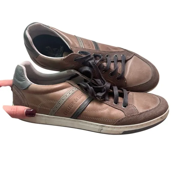Cycleur de Luxe MENS Leather Lace Up Low Top Casual Sneakers Brown Size 42/9