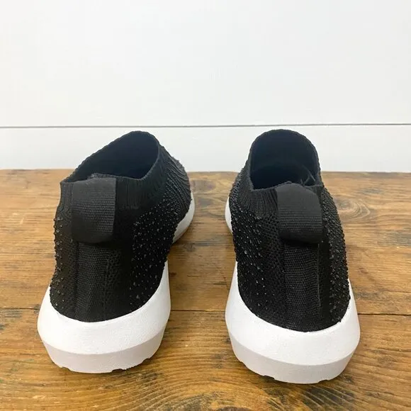 Cynthia Rowley Rhinestone Black Knit Comfort Slip On Sock Sneakers, Size 9.5