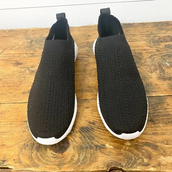 Cynthia Rowley Rhinestone Black Knit Comfort Slip On Sock Sneakers, Size 9.5