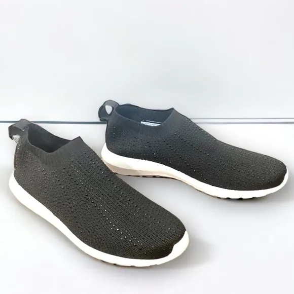 Cynthia Rowley Rhinestone Black Knit Comfort Slip On Sock Sneakers, Size 9.5