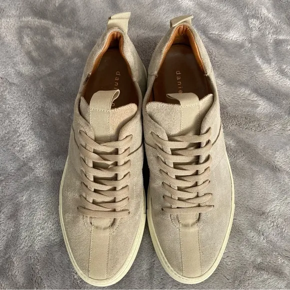Daniel Patrick Low Top Suede Leather Neutral Tan Cream Lace Up Sneakers Size 7.5
