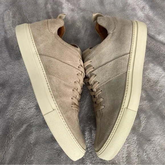 Daniel Patrick Low Top Suede Leather Neutral Tan Cream Lace Up Sneakers Size 7.5