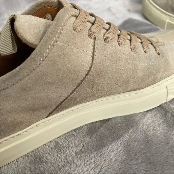 Daniel Patrick Low Top Suede Leather Neutral Tan Cream Lace Up Sneakers Size 7.5