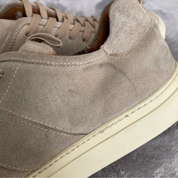 Daniel Patrick Low Top Suede Leather Neutral Tan Cream Lace Up Sneakers Size 7.5