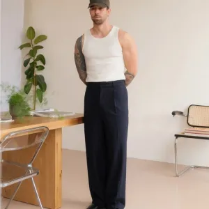 Daniel Simmons Soft Handle Essential Pleated Trousers – Deep Navy (Almost Black)