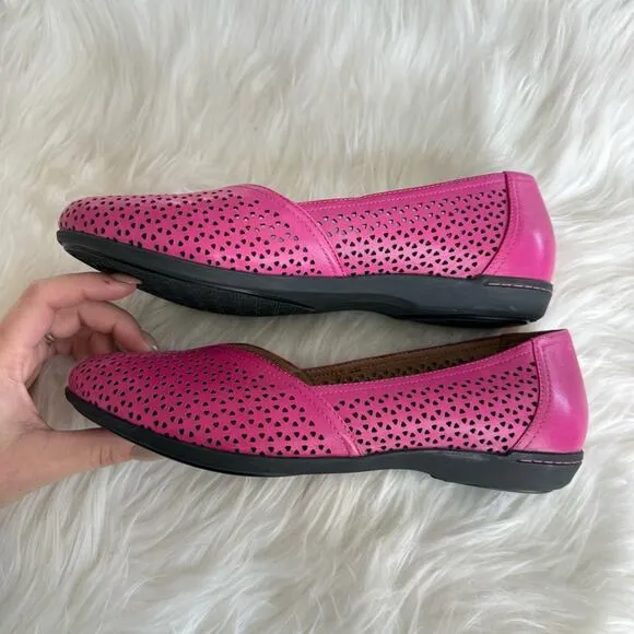 Dansko | Neely Flats Pink Perforated Leather Comfort Cut-Out Ballet Fuchsia 39 9