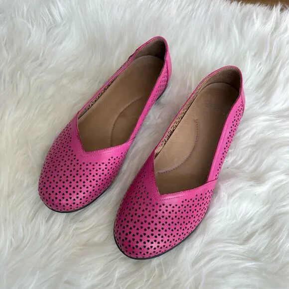 Dansko | Neely Flats Pink Perforated Leather Comfort Cut-Out Ballet Fuchsia 39 9