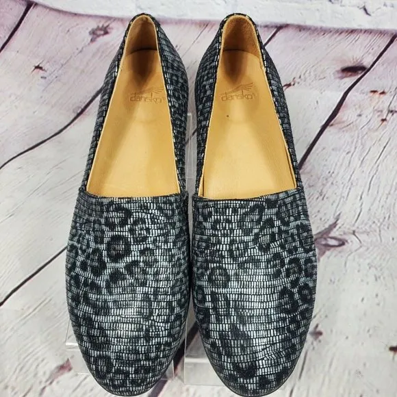 Dansko Women's Size 39 US 8.5 - 9 Grey Leopard Slip On Loafers