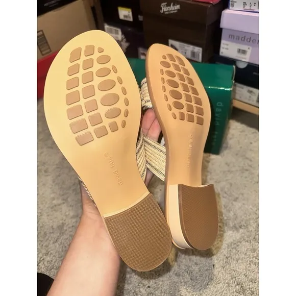 David Tate Thrill Women's Sandal Bone Tan Slip On Slide Brand New! Size 8.5 M