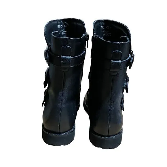 David Tate Boots Women’s 9 M Black Leather Blast Buckle Grunge Goth Witchy Punk