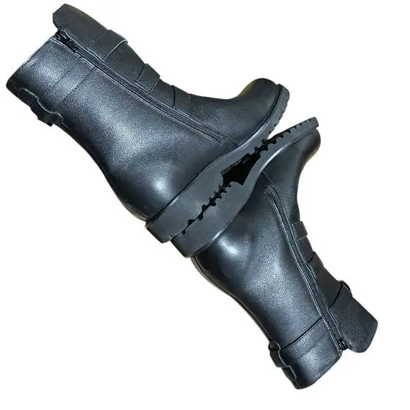 David Tate Boots Women’s 9 M Black Leather Blast Buckle Grunge Goth Witchy Punk