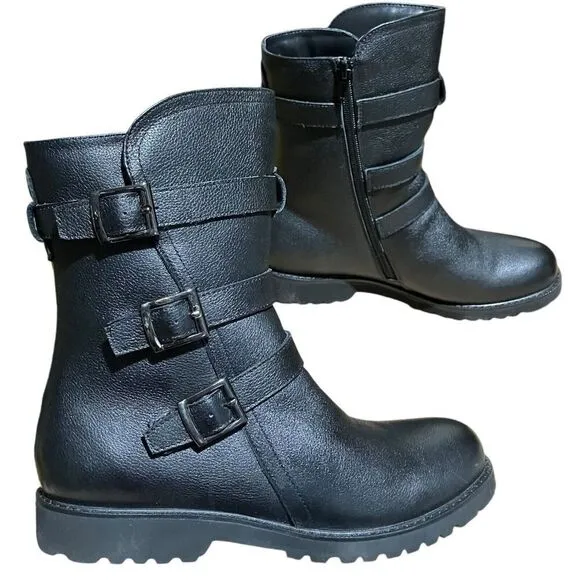 David Tate Boots Women’s 9 M Black Leather Blast Buckle Grunge Goth Witchy Punk
