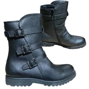 David Tate Boots Women’s 9 M Black Leather Blast Buckle Grunge Goth Witchy Punk