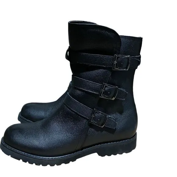 David Tate Boots Women’s 9 M Black Leather Blast Buckle Grunge Goth Witchy Punk