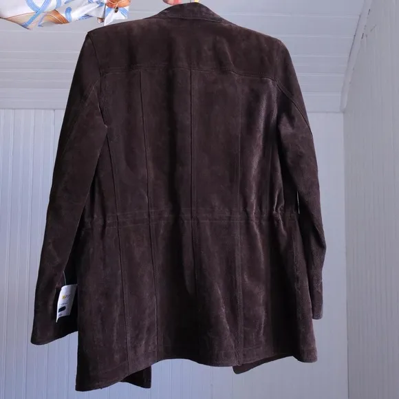Deadstock y2k Liz Claiborne chocolate suede longline jacket