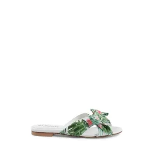 Dee Ocleppo Emma Bow Mule Palm Women White Sandals