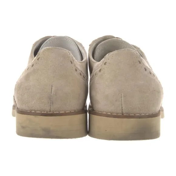DEL TORO Suede Lasercut Accents Brogues Mens Loafers Cream Nubuck Wingtip Sz 11