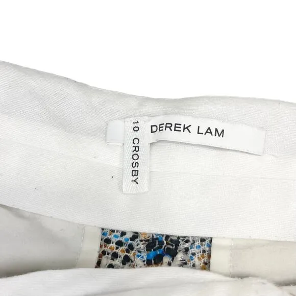 Derek Lam 10 Crosby - Tan, Black &amp; Blue Chevron Tweed High Waisted Shorts Sz 6