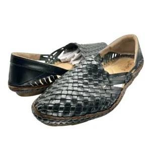 Desi Hangover | Men | Hola Black Woven Leather Dressy Flat Loafers | Size 10
